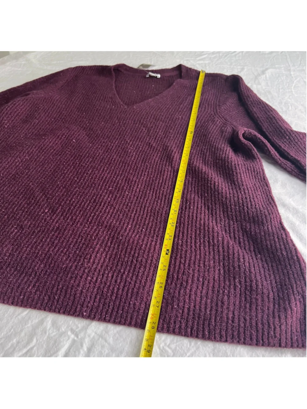 NWT J.Jill V-Neck Pullover Sweater Size 2X Knit Cotton Blend Cabernet MSRP $89
